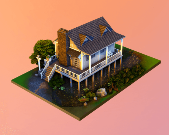 Sims 4 the lakeside cabin starter no cc