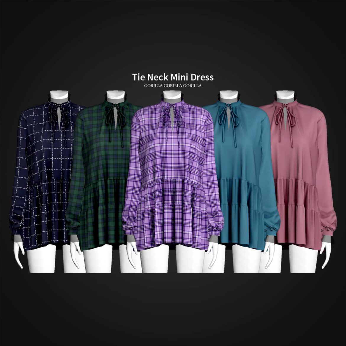 Sims 4 Tie Neck Mini Dress from Gorilla