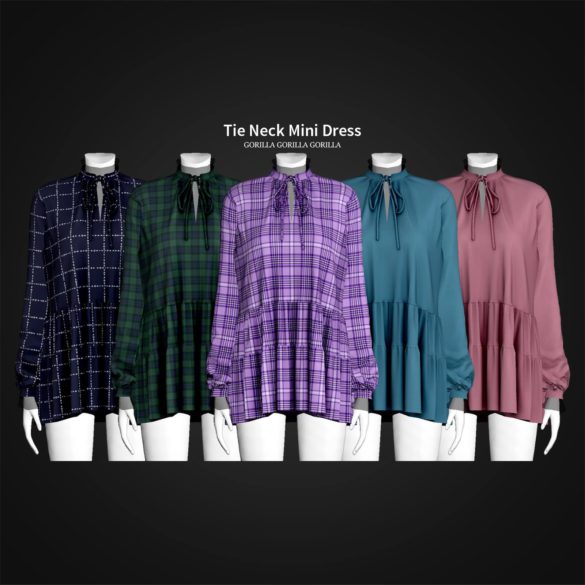 Sims 4 Tie Neck Mini Dress from Gorilla