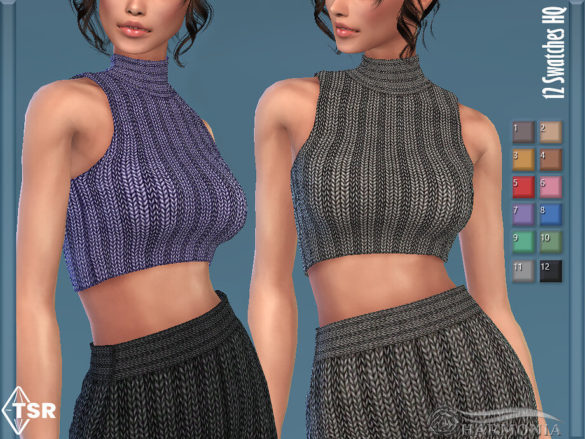 Sims 4 Turtleneck Knitting Crop Top by Harmonia
