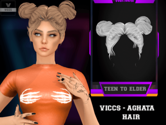 Sims 4 viccs x backtrack simblreen gift- agatha hair