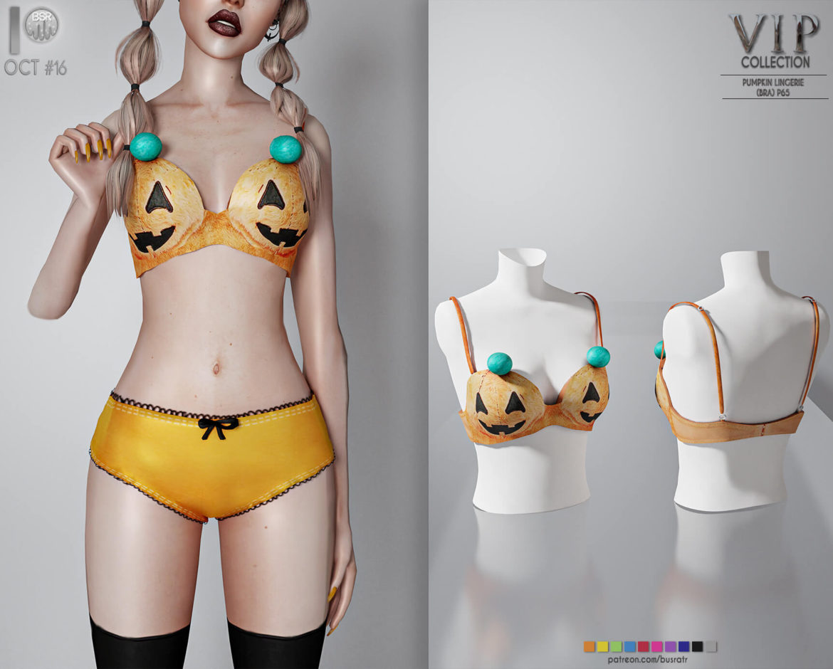 Sims 4 vip halloween pumpkin lingerie bra p65 oct