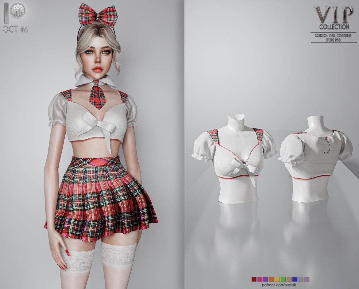 Sims 4 vip halloween school girl costume top p58