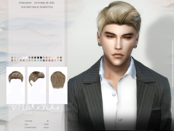 WINGS-TO1028 slicked back hairstyle by wingssims - Best Sims Mods