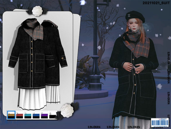 Sims 4 Winter coat and scarf by LIN_DIAN at TSR