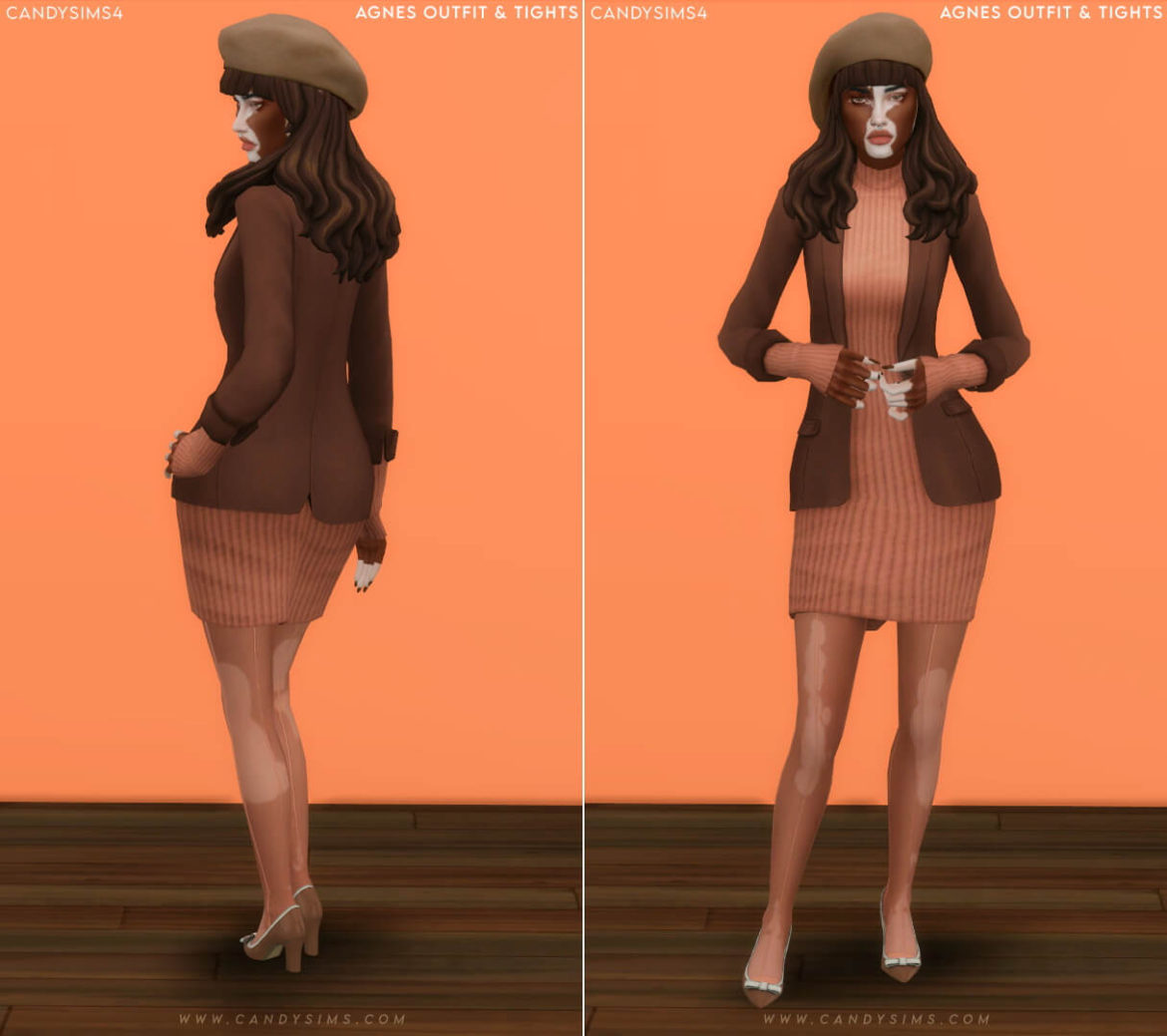 Sims 4 AGNES OUTFIT & TIGHTS by Candy Sims 4