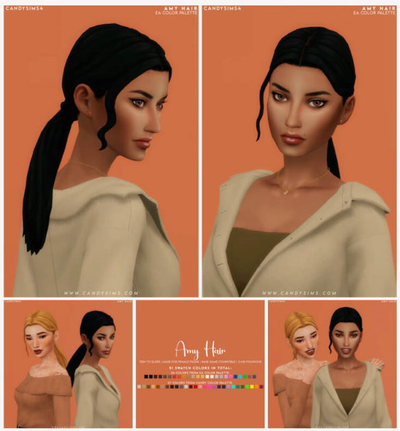 Sims 4 AMY HAIR by Candy Sims 4