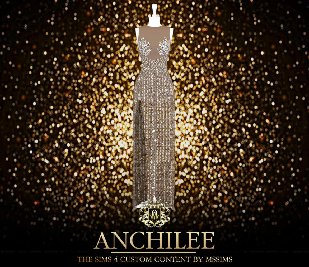 Sims 4 ANCHILEE GOWN by MSSIMS