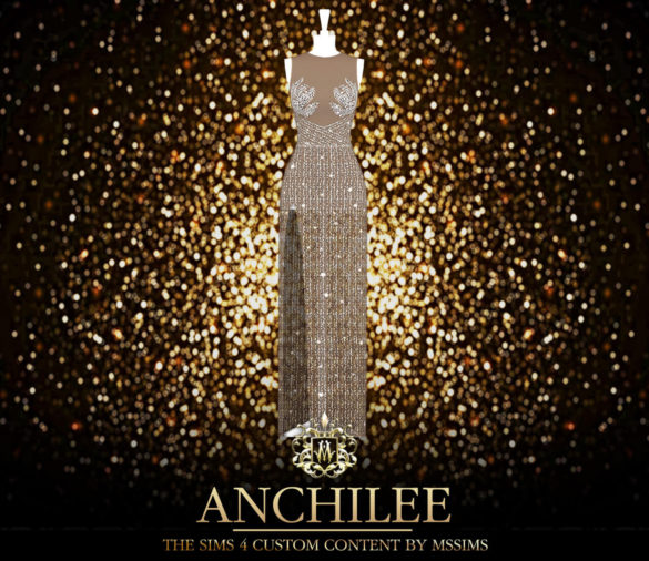 Sims 4 ANCHILEE GOWN by MSSIMS