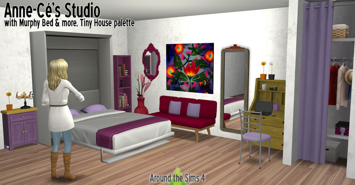 Sims 4 Anne-Cé’s Bedroom – Studio with Murphy bed at Around the Sims 4