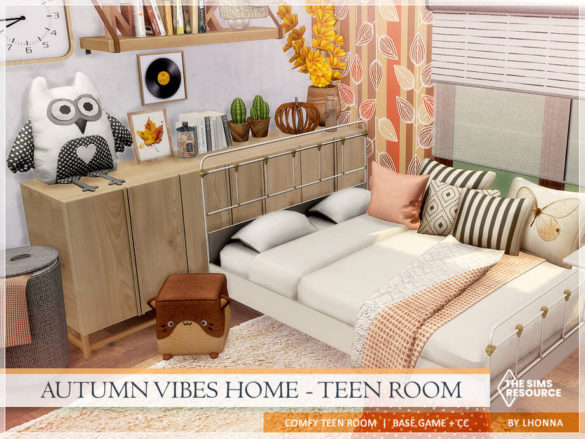 Sims 4 Autumn Vibes Home Teen Room by Lhonna