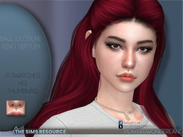 Sims 4 Ball Closure Ring Septum by PlayersWonderland