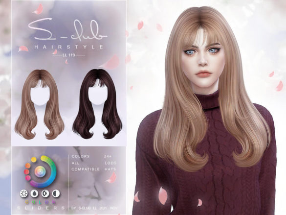 Sims 4 Bang curly hair (yuki) by S-Club at TSR