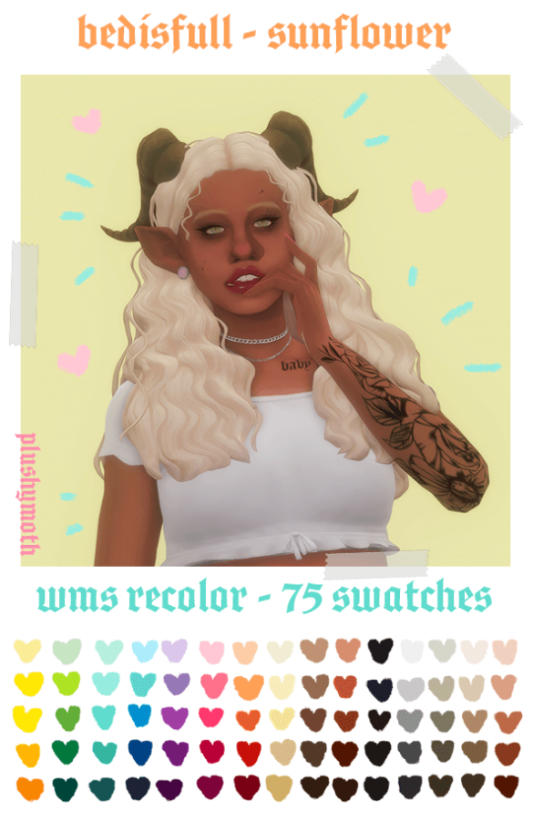 Sims 4 bedisfulls sunflower hair wms base game