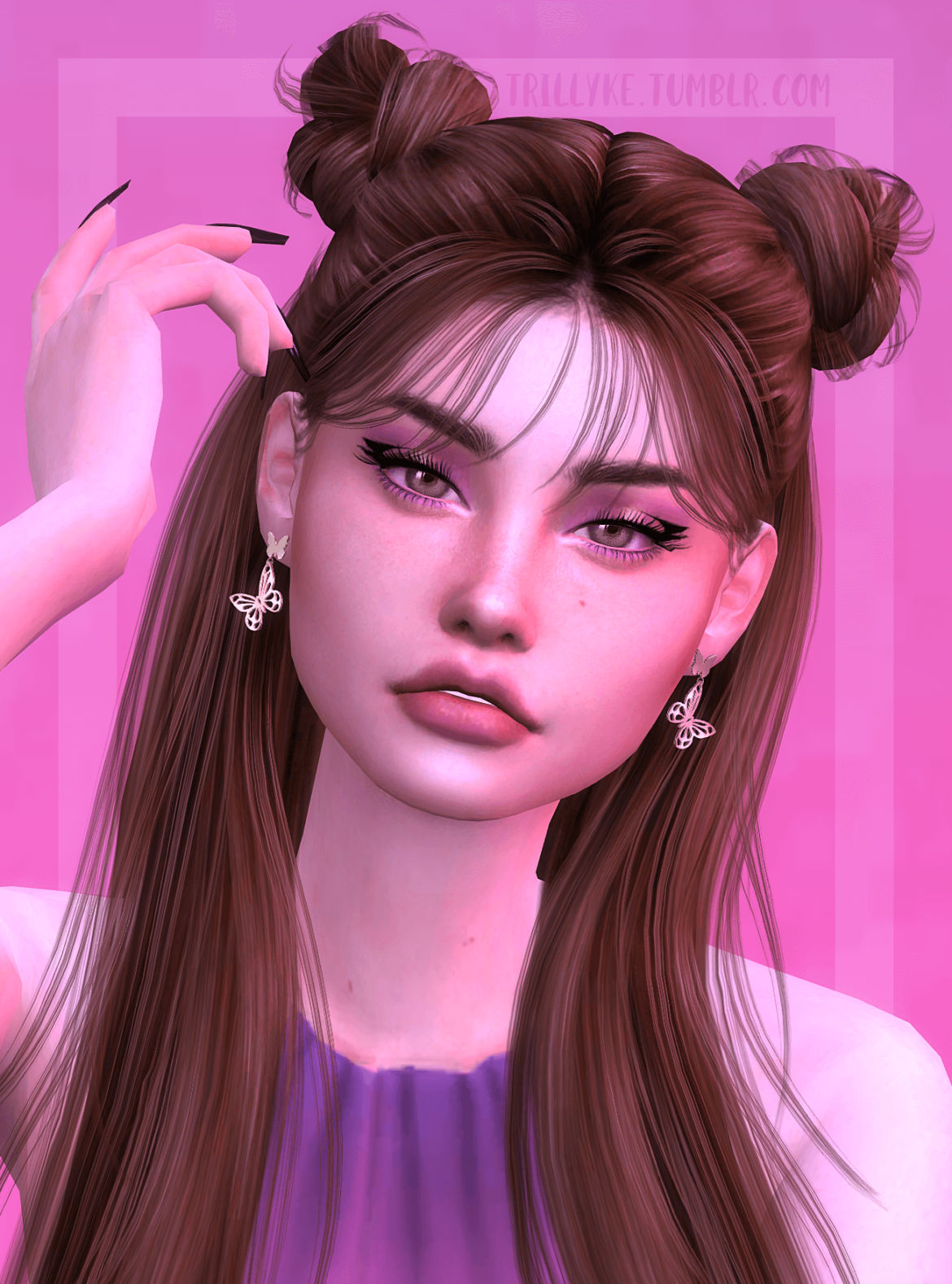 Sims 4 cc hair earrings nails