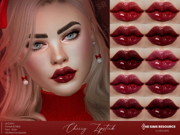 Sims 4 Cherry Lipstick by MSQSIMS