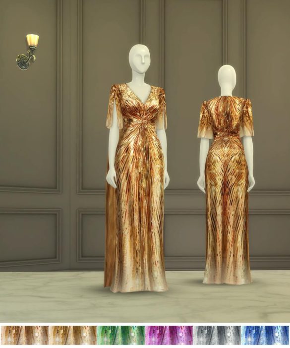 Sims 4 Dazzling Gold Gown at Rusty Nail