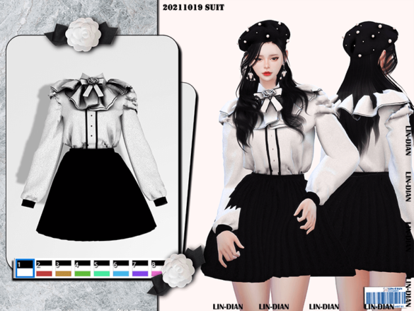 Sims 4 dianruffled shirt suit dianwinter coat
