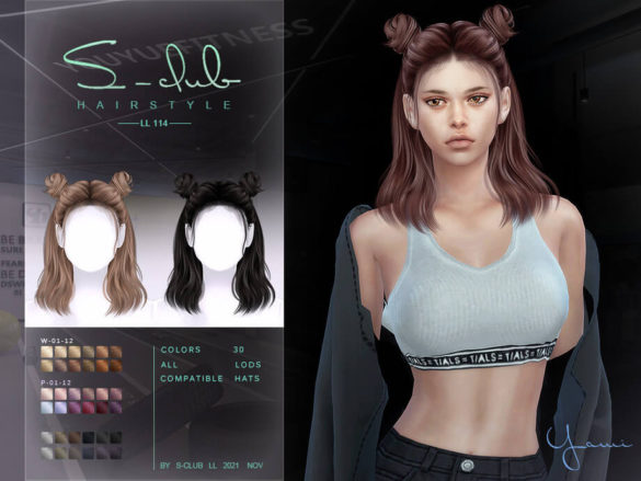 Sims 4 Double-Half Bun hairstyle by S-Club at TSR