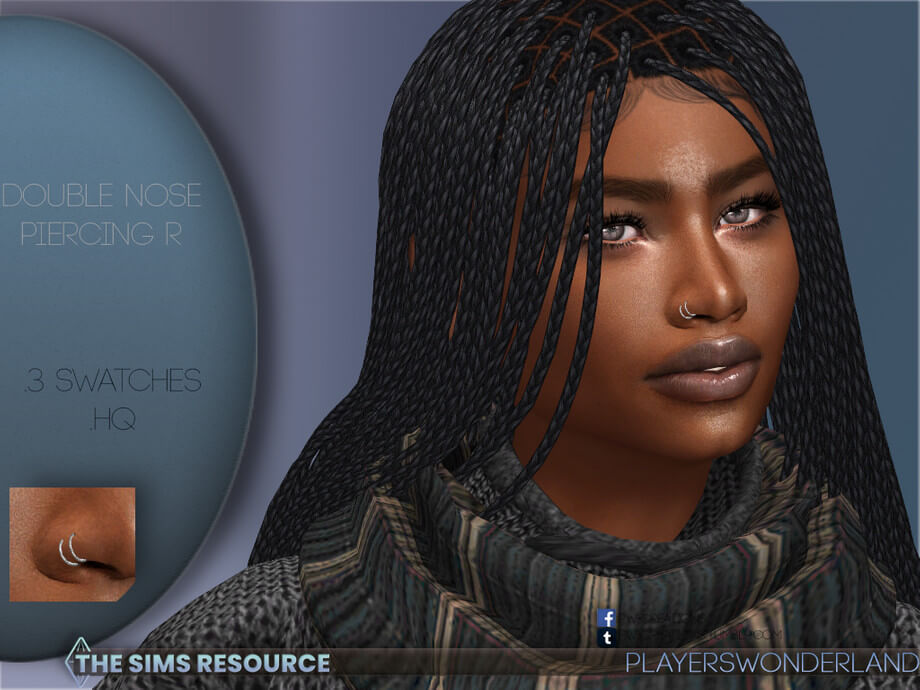 Double Nose Piercing R By Playerswonderland Best Sims Mods