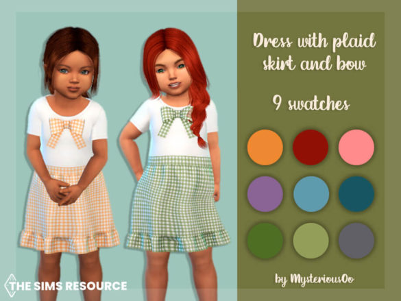 Sims 4 Dress with plaid skirt and bow by MysteriousOo