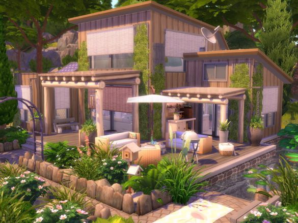 Sims 4 Eco Friendly Wood House by Flubs79