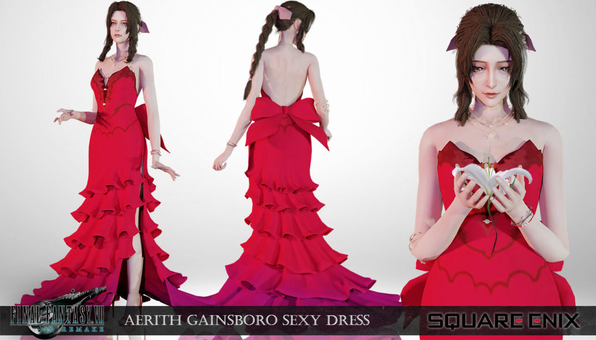 Final Fantasy VII Remake Aerith Gainsboro Sexy Dress