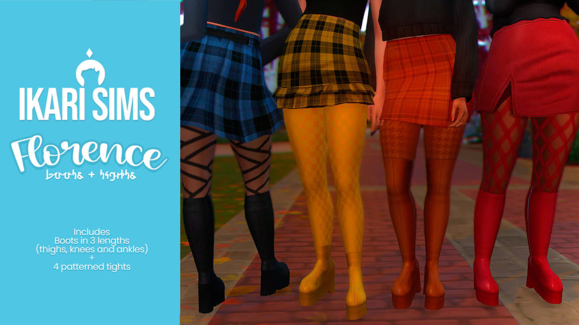Sims 4 florence boots patterned tights