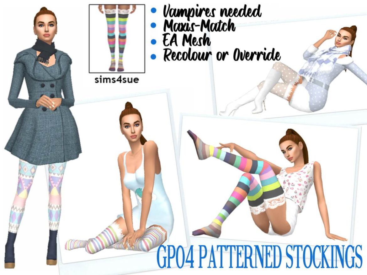 Sims 4 GP04 PATTERNED STOCKINGS by Sims4Sue