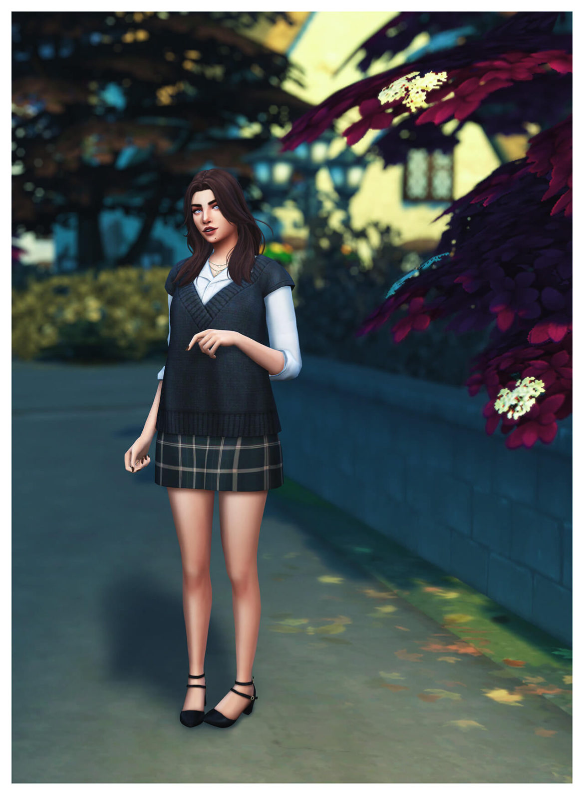 Sims 4 hair by ravensim top by soolani skirt by