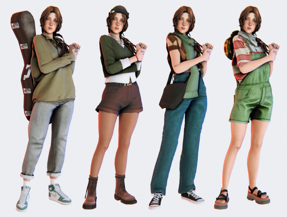 Sims 4 hair sweater jeans shoes socks guitar