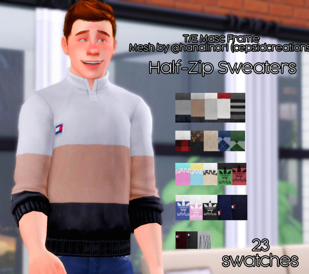 Sims 4 half zip sweaters cepzidcreations recolor mesh