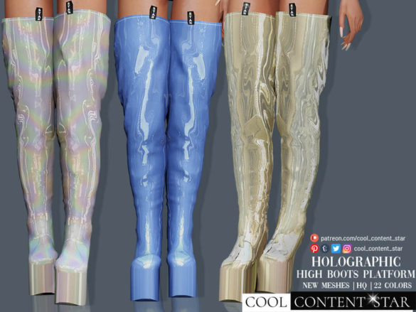 Sims 4 Holographic High Boots Platform by sims2fanbg