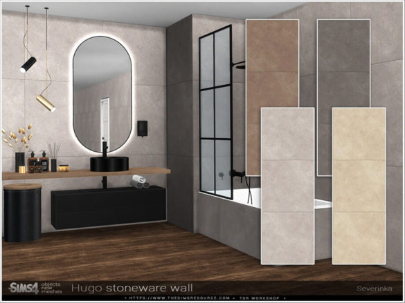 Sims 4 Hugo stoneware wall by Severinka at TSR