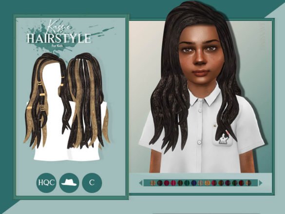 Sims 4 Kassie Hair (Kids Version) by JavaSims