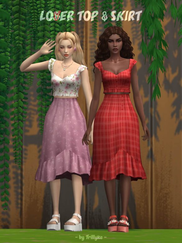 Sims 4 LO♡ER Top & Skirt by Trillyke