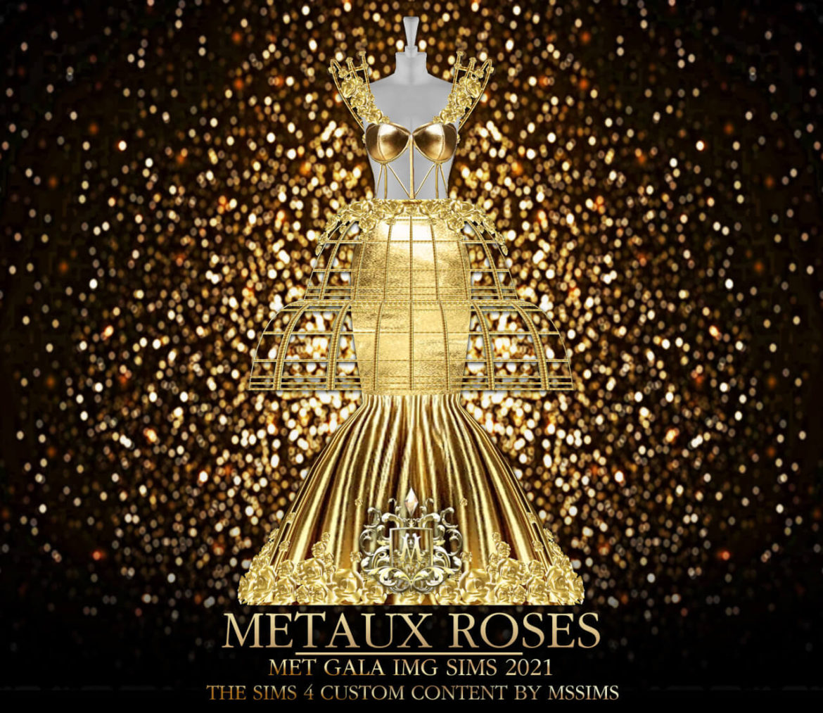 Sims 4 METAUX ROSES MET GALA SIMS 2021 GOWN by MSSIMS