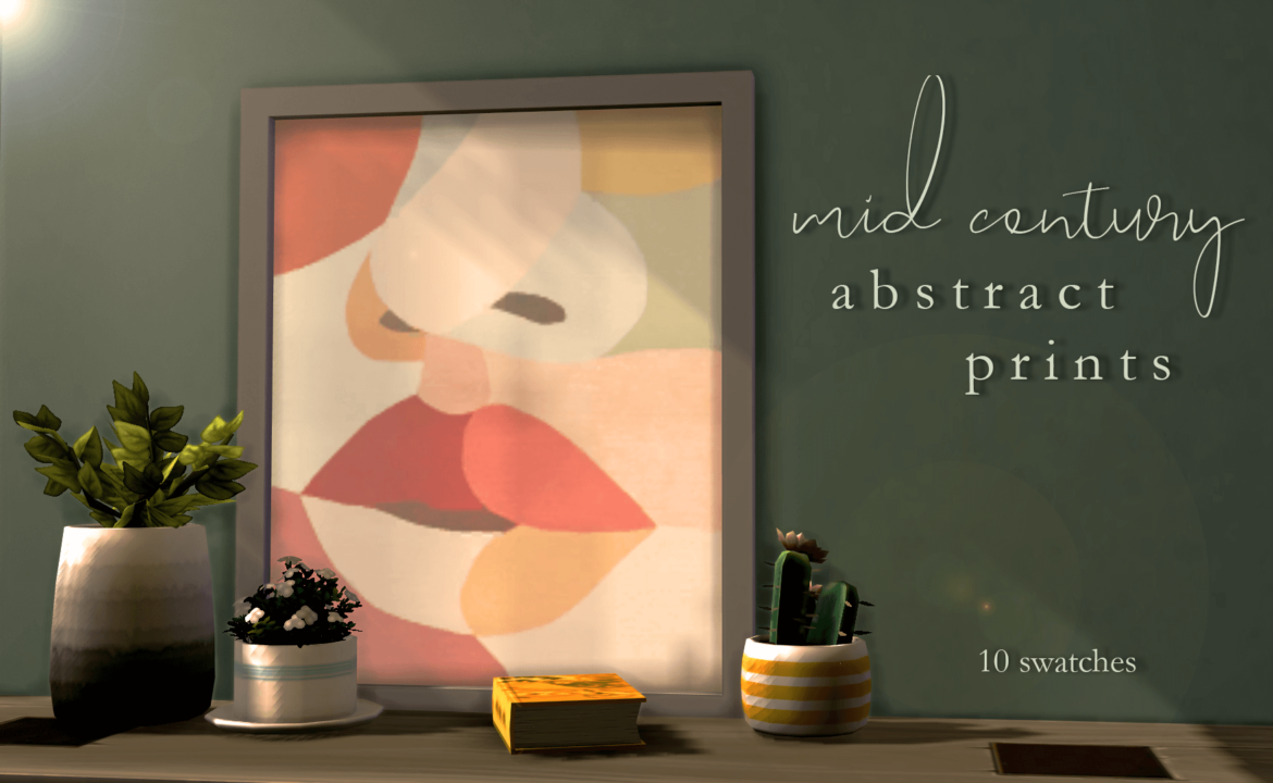 Sims 4 mid century abstract wall prints