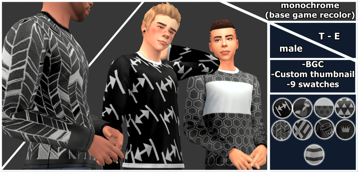 Sims 4 monochrome base game top recolor a set of cute