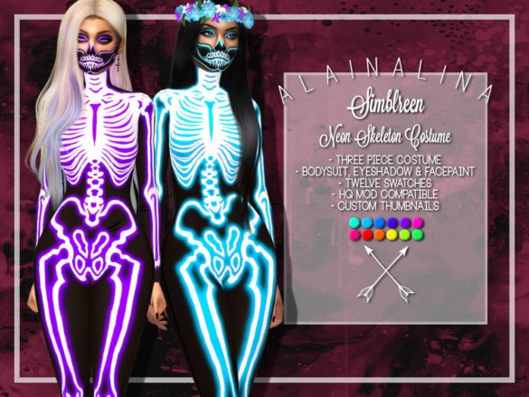 Sims 4 Neon Skeleton Costume by AlainaLina