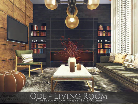 Sims 4 Ode – Living Room by Rirann