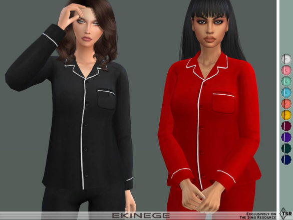 Sims 4 Pajama Shirt Set 25-1 by ekinege at TSR