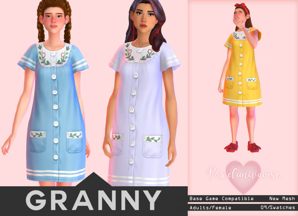 Sims 4 pixelunivairse-Granny sleeping dress