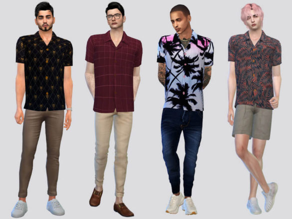 Sims 4 Printed Viscose Shirt by McLayneSims