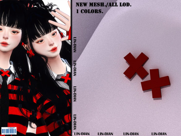 Sims 4 Red and black EARRINGS by LIN_DIAN