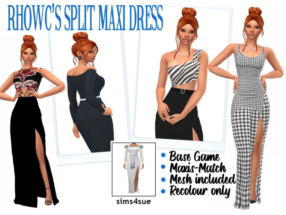 Sims 4 RHOWC’S SPLIT MAXI DRESS by Sims4Sue