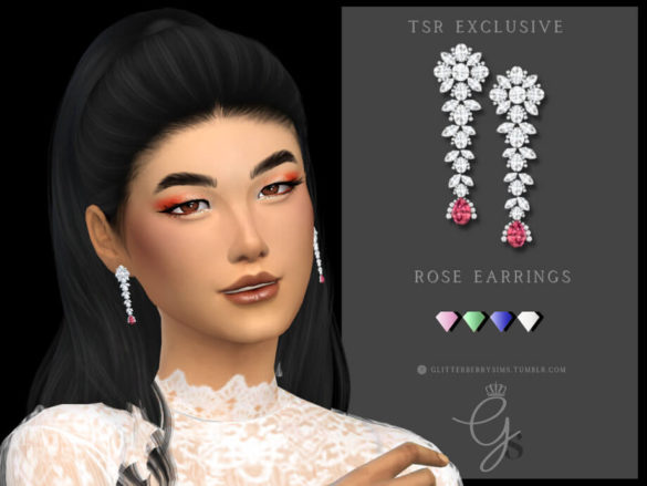 Sims 4 Rose Earrings by Glitterberryfly