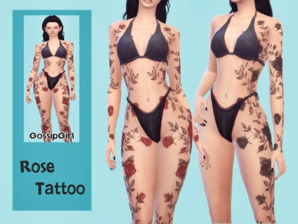 Sims 4 rose tattoo works with all skins and overlays