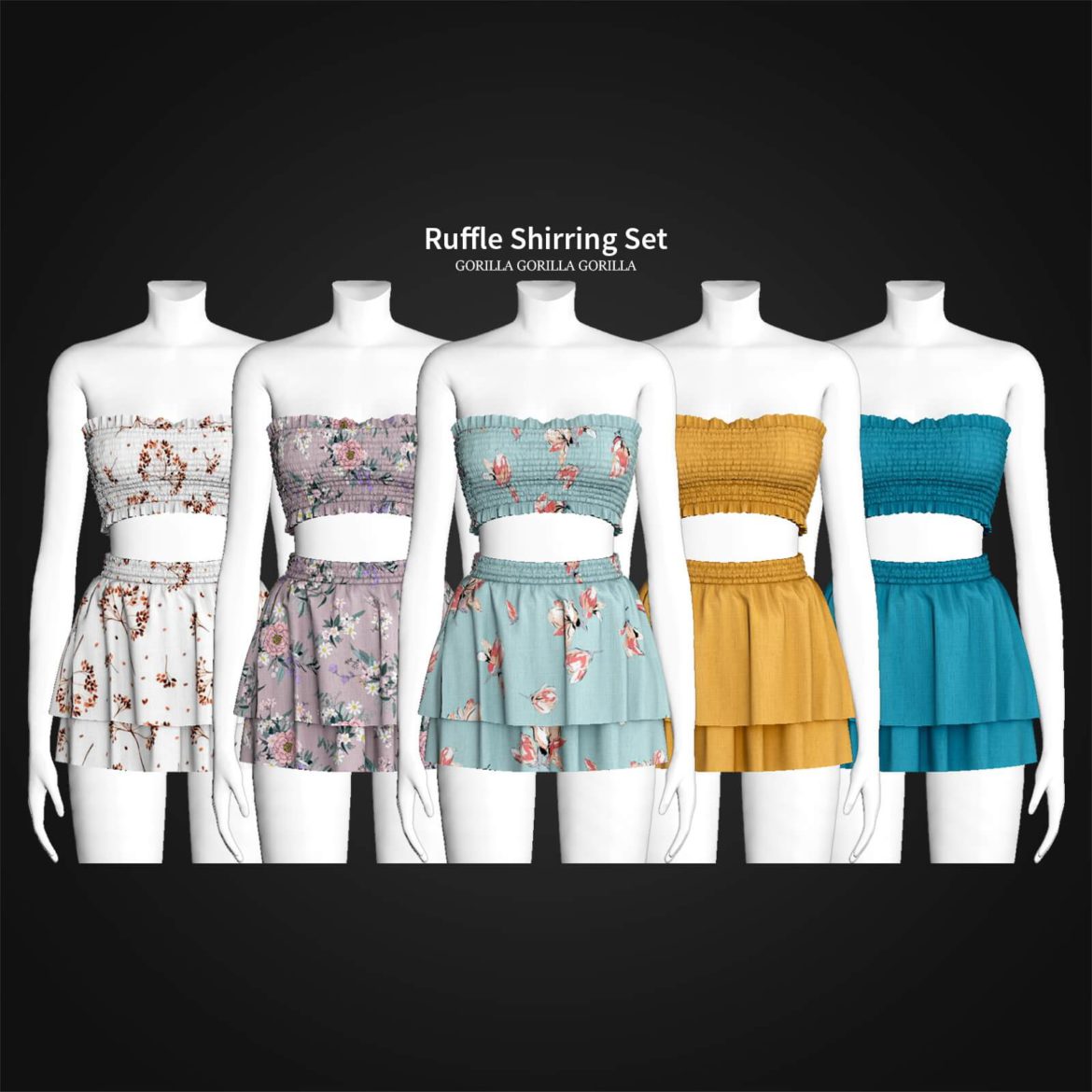 Sims 4 Ruffle Shirring Set by Gorilla