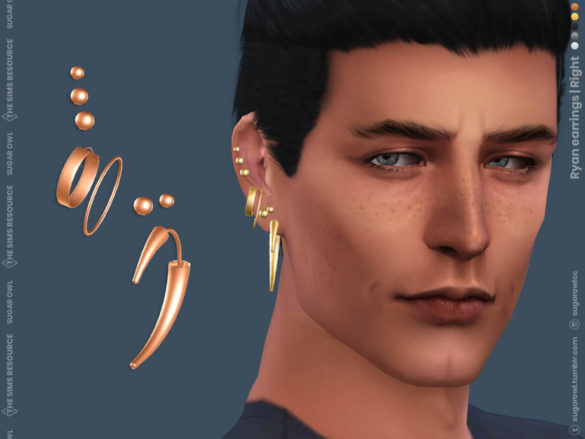 Sims 4 Ryan male earrings by sugar owl at TSR